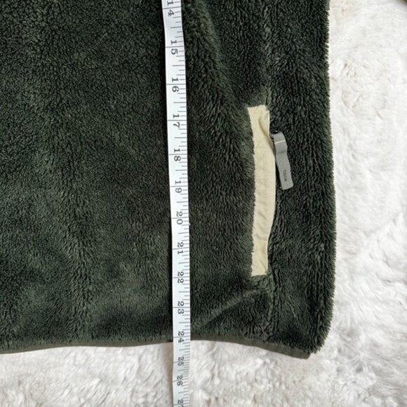 LL Bean High Pile Fleece Fuzzy Pullover Women Small 1/4 Snap T Green 505112 - Picture 7 of 10